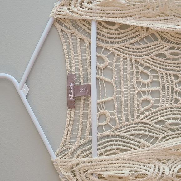 Chico's Boho Crochet Sleeveless Cover Vest - Picture 6 of 9